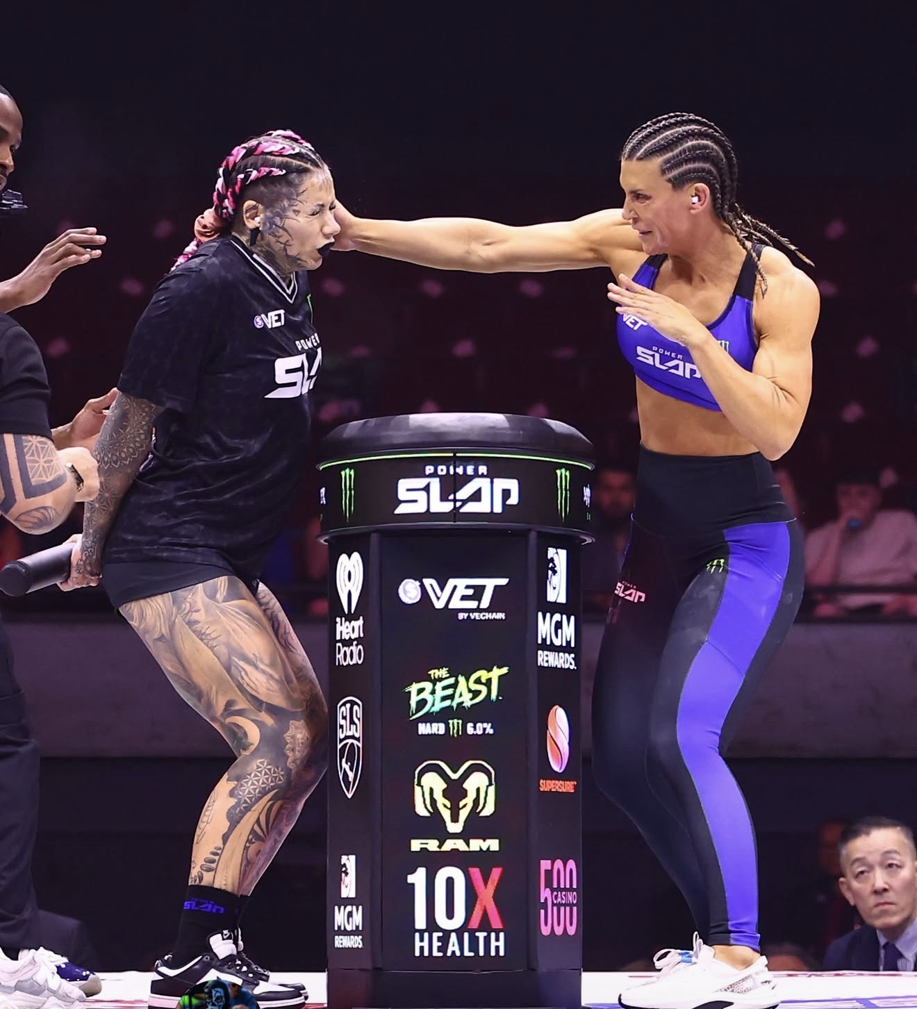 Camee Adams competing in a Power Slap event